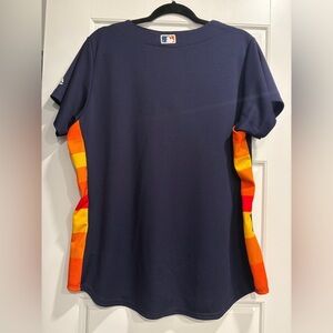 Navy Blue Baseball Jersey with Colorful Side Panels